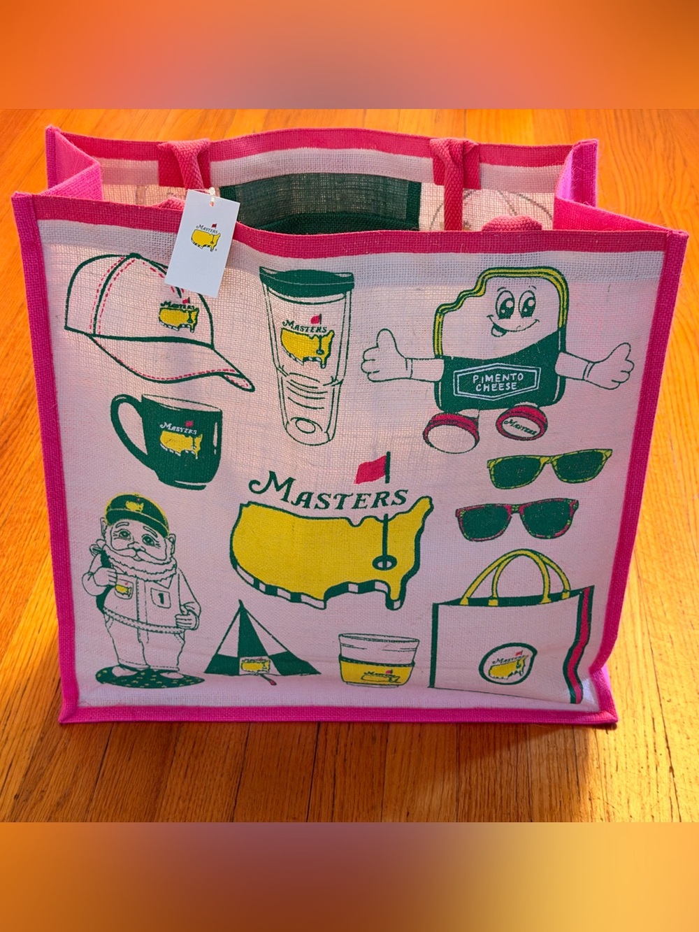Masters Pink Trim Tote with Yellow Logo Tag